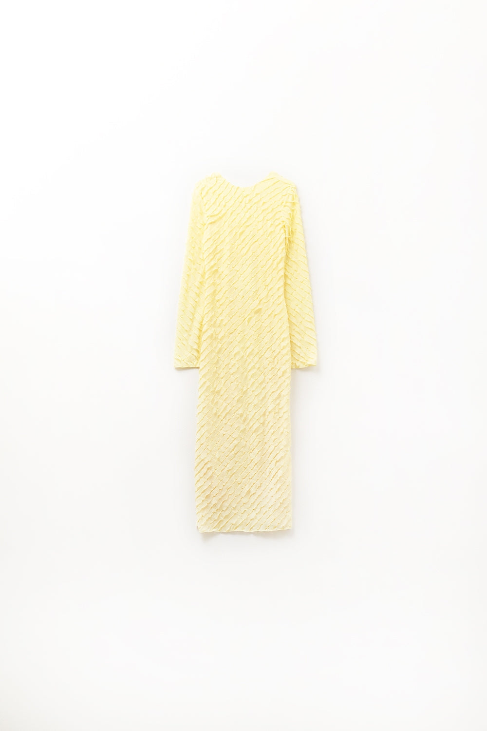 Butter Yellow Maxi Dress With Bias Mini Ruffle Design