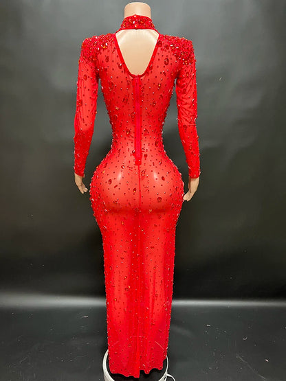 Nocance Novance Stock X Sparkly Crystals Mesh Fringe Chica Vestido De Noche Dress Women Ladies Dresses Valentine'S Day Outfits