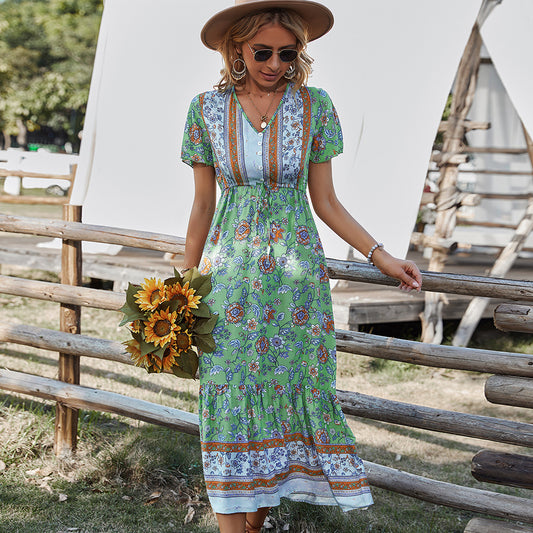 2022 New Arrival Floral Print Bohemian Summer Dresses for Women Wholesale China