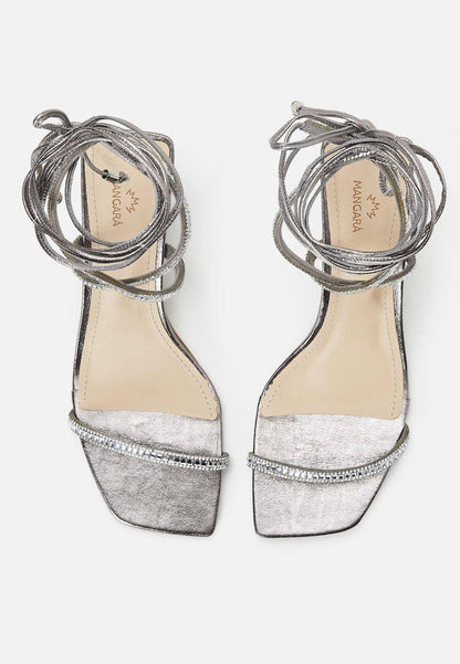 Golden Leather 8 Cm Heeled Sandals – Handcrafted Open-Toe Design